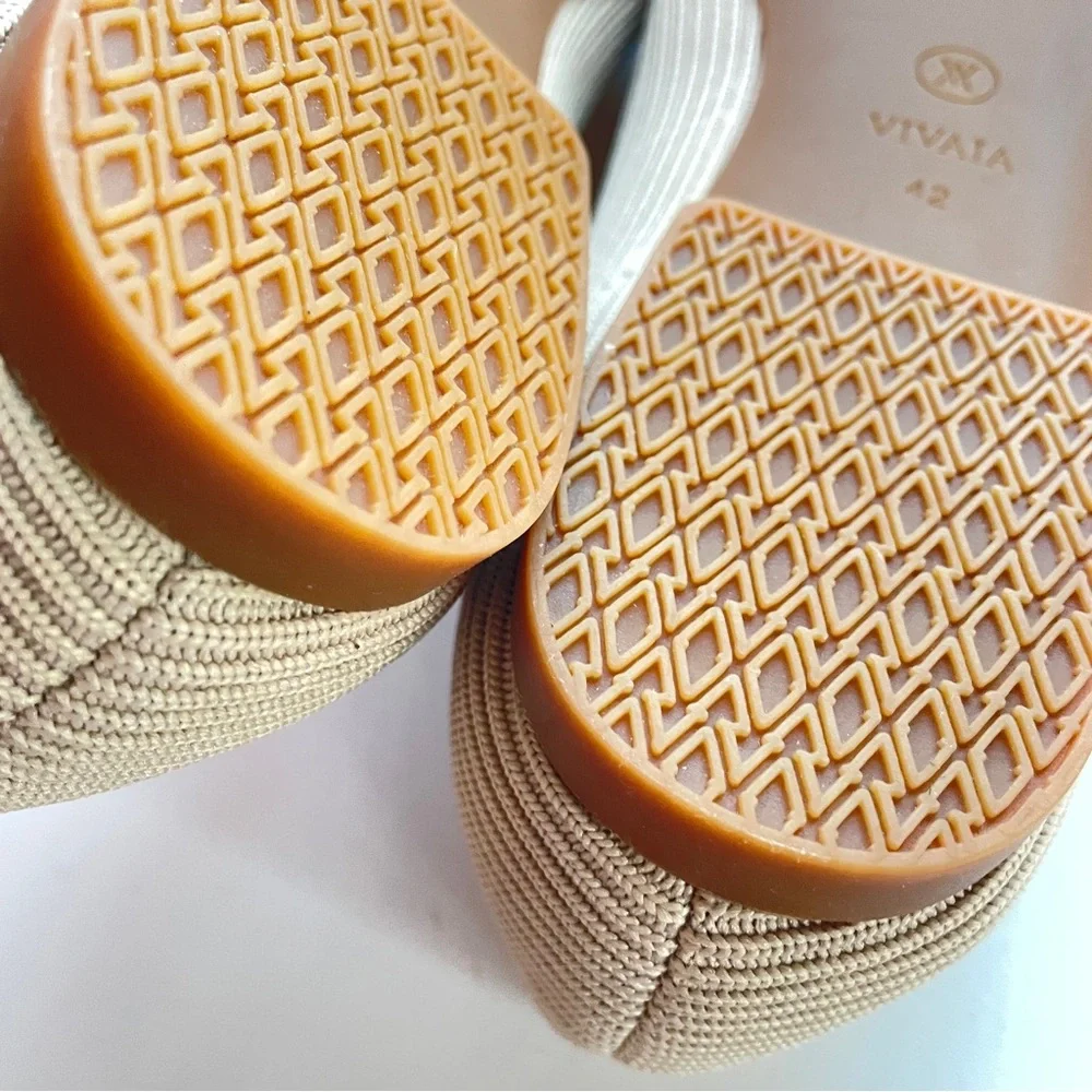 Vivaia NWOB Square-Toe V-Cut Flats Margot 2.0 Beige Almond Breathable 10.5 - Picture 6 of 12